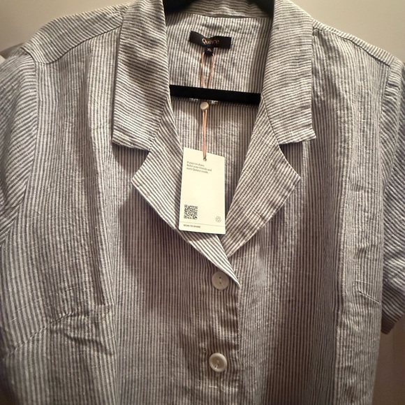 Quince Blue and White Striped Midi Dress - Picture 8 of 8